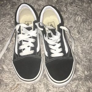 Black and white platform vans